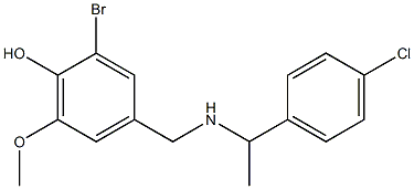 2-bromo-4-({[1-(4-chlorophenyl)ethyl]amino}methyl)-6-methoxyphenol Struktur