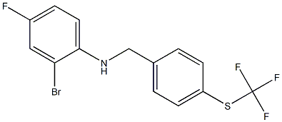 2-bromo-4-fluoro-N-({4-[(trifluoromethyl)sulfanyl]phenyl}methyl)aniline Struktur