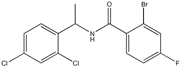 2-bromo-N-[1-(2,4-dichlorophenyl)ethyl]-4-fluorobenzamide Struktur