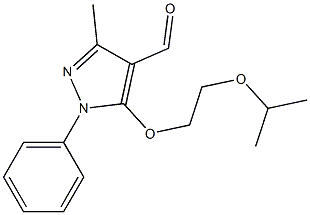 3-methyl-1-phenyl-5-[2-(propan-2-yloxy)ethoxy]-1H-pyrazole-4-carbaldehyde Struktur