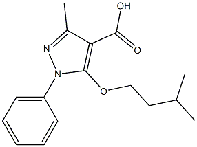 3-methyl-5-(3-methylbutoxy)-1-phenyl-1H-pyrazole-4-carboxylic acid Struktur