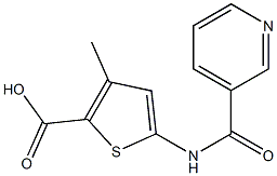 3-methyl-5-[(pyridin-3-ylcarbonyl)amino]thiophene-2-carboxylic acid Struktur