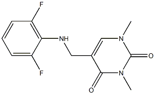 5-{[(2,6-difluorophenyl)amino]methyl}-1,3-dimethyl-1,2,3,4-tetrahydropyrimidine-2,4-dione Struktur