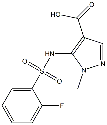 5-{[(2-fluorophenyl)sulfonyl]amino}-1-methyl-1H-pyrazole-4-carboxylic acid Struktur