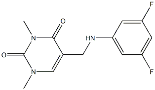 5-{[(3,5-difluorophenyl)amino]methyl}-1,3-dimethyl-1,2,3,4-tetrahydropyrimidine-2,4-dione Struktur