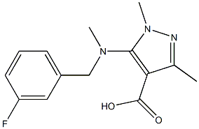 5-{[(3-fluorophenyl)methyl](methyl)amino}-1,3-dimethyl-1H-pyrazole-4-carboxylic acid Struktur