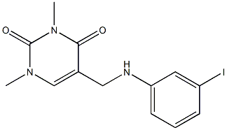 5-{[(3-iodophenyl)amino]methyl}-1,3-dimethyl-1,2,3,4-tetrahydropyrimidine-2,4-dione Struktur