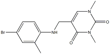 5-{[(4-bromo-2-methylphenyl)amino]methyl}-1,3-dimethyl-1,2,3,4-tetrahydropyrimidine-2,4-dione Struktur