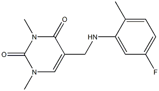 5-{[(5-fluoro-2-methylphenyl)amino]methyl}-1,3-dimethyl-1,2,3,4-tetrahydropyrimidine-2,4-dione Struktur