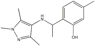 5-methyl-2-{1-[(1,3,5-trimethyl-1H-pyrazol-4-yl)amino]ethyl}phenol Struktur