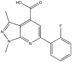 6-(2-fluorophenyl)-1,3-dimethyl-1H-pyrazolo[3,4-b]pyridine-4-carboxylic acid Struktur