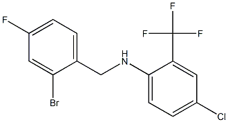 N-[(2-bromo-4-fluorophenyl)methyl]-4-chloro-2-(trifluoromethyl)aniline Struktur