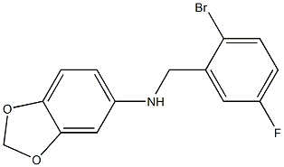 N-[(2-bromo-5-fluorophenyl)methyl]-2H-1,3-benzodioxol-5-amine Struktur