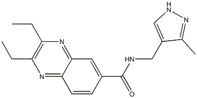 6-Quinoxalinecarboxamide,  2,3-diethyl-N-[(3-methyl-1H-pyrazol-4-yl)methyl]- Struktur