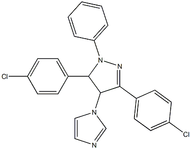 3,5-bis(4-chlorophenyl)-4-(1H-imidazol-1-yl)-1-phenyl-4,5-dihydro-1H-pyrazole Struktur