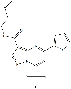 5-(2-furyl)-N-(2-methoxyethyl)-7-(trifluoromethyl)pyrazolo[1,5-a]pyrimidine-3-carboxamide Struktur