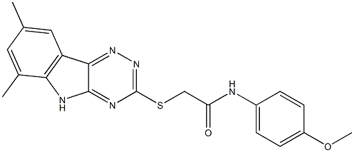 2-[(6,8-dimethyl-5H-[1,2,4]triazino[5,6-b]indol-3-yl)sulfanyl]-N-(4-methoxyphenyl)acetamide Struktur