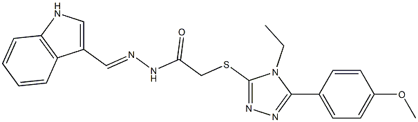 2-{[4-ethyl-5-(4-methoxyphenyl)-4H-1,2,4-triazol-3-yl]sulfanyl}-N'-(1H-indol-3-ylmethylene)acetohydrazide Struktur