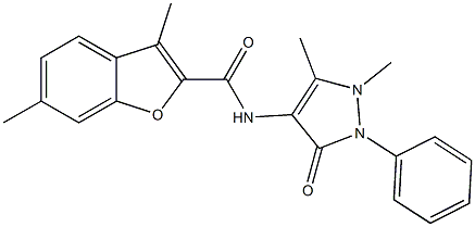 N-(1,5-dimethyl-3-oxo-2-phenyl-2,3-dihydro-1H-pyrazol-4-yl)-3,6-dimethyl-1-benzofuran-2-carboxamide Struktur