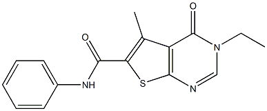 3-ethyl-5-methyl-4-oxo-N-phenyl-3,4-dihydrothieno[2,3-d]pyrimidine-6-carboxamide Struktur