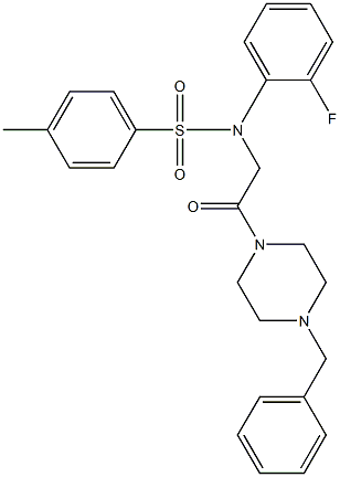 N-[2-(4-benzyl-1-piperazinyl)-2-oxoethyl]-N-(2-fluorophenyl)-4-methylbenzenesulfonamide Struktur