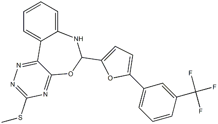 3-(methylsulfanyl)-6-{5-[3-(trifluoromethyl)phenyl]-2-furyl}-6,7-dihydro[1,2,4]triazino[5,6-d][3,1]benzoxazepine Struktur