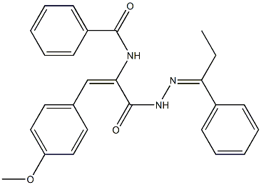 N-(2-(4-methoxyphenyl)-1-{[2-(1-phenylpropylidene)hydrazino]carbonyl}vinyl)benzamide Struktur