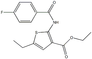 ethyl 5-ethyl-2-[(4-fluorobenzoyl)amino]-3-thiophenecarboxylate Struktur