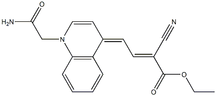 ethyl 4-(1-(2-amino-2-oxoethyl)-4(1H)-quinolinylidene)-2-cyano-2-butenoate Struktur