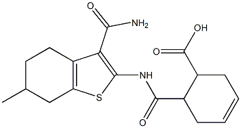 6-({[3-(aminocarbonyl)-6-methyl-4,5,6,7-tetrahydro-1-benzothien-2-yl]amino}carbonyl)-3-cyclohexene-1-carboxylic acid Struktur