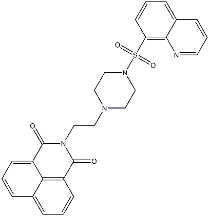 2-{2-[4-(8-quinolinylsulfonyl)-1-piperazinyl]ethyl}-1H-benzo[de]isoquinoline-1,3(2H)-dione Struktur