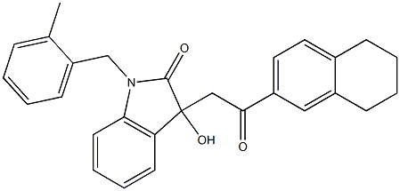 3-hydroxy-1-(2-methylbenzyl)-3-[2-oxo-2-(5,6,7,8-tetrahydro-2-naphthalenyl)ethyl]-1,3-dihydro-2H-indol-2-one Struktur