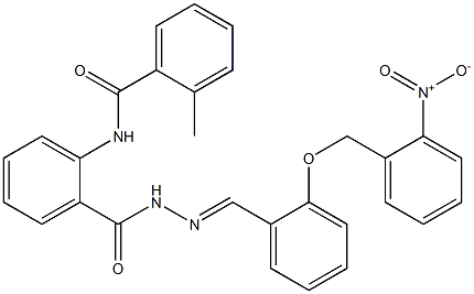 N-[2-({2-[2-({2-nitrobenzyl}oxy)benzylidene]hydrazino}carbonyl)phenyl]-2-methylbenzamide Struktur