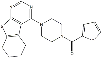 4-[4-(2-furoyl)-1-piperazinyl]-5,6,7,8-tetrahydro[1]benzothieno[2,3-d]pyrimidine Struktur