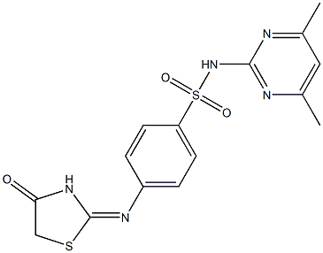 N-(4,6-dimethylpyrimidin-2-yl)-4-[(4-oxo-1,3-thiazolidin-2-ylidene)amino]benzenesulfonamide Struktur