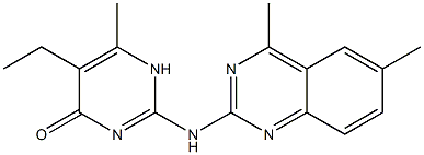 2-[(4,6-dimethyl-2-quinazolinyl)amino]-5-ethyl-6-methyl-4(1H)-pyrimidinone Struktur