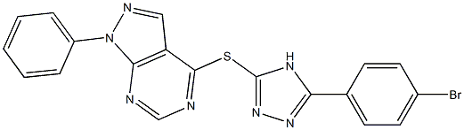 5-(4-bromophenyl)-4H-1,2,4-triazol-3-yl 1-phenyl-1H-pyrazolo[3,4-d]pyrimidin-4-yl sulfide Struktur