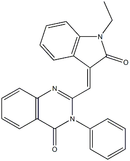 2-[(1-ethyl-2-oxo-1,2-dihydro-3H-indol-3-ylidene)methyl]-3-phenyl-4(3H)-quinazolinone Struktur