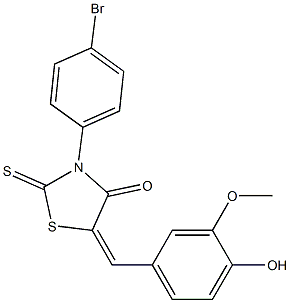 3-(4-bromophenyl)-5-(4-hydroxy-3-methoxybenzylidene)-2-thioxo-1,3-thiazolidin-4-one Struktur