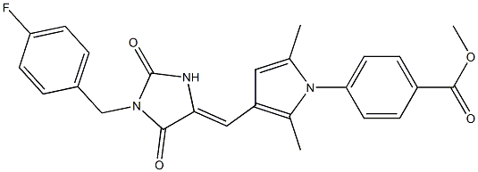 methyl 4-(3-{[1-(4-fluorobenzyl)-2,5-dioxo-4-imidazolidinylidene]methyl}-2,5-dimethyl-1H-pyrrol-1-yl)benzoate Struktur