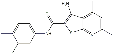 3-amino-N-(3,4-dimethylphenyl)-4,6-dimethylthieno[2,3-b]pyridine-2-carboxamide Struktur