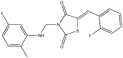 5-(2-fluorobenzylidene)-3-[(5-fluoro-2-methylanilino)methyl]-1,3-thiazolidine-2,4-dione Struktur