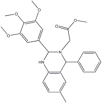 methyl (6-methyl-4-phenyl-2-(3,4,5-trimethoxyphenyl)-1,4-dihydro-3(2H)-quinazolinyl)acetate Struktur