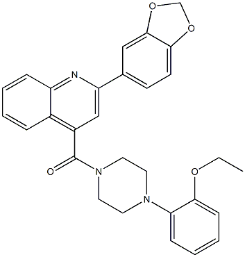 2-(1,3-benzodioxol-5-yl)-4-{[4-(2-ethoxyphenyl)-1-piperazinyl]carbonyl}quinoline Struktur