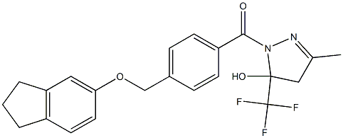 1-{4-[(2,3-dihydro-1H-inden-5-yloxy)methyl]benzoyl}-3-methyl-5-(trifluoromethyl)-4,5-dihydro-1H-pyrazol-5-ol Struktur