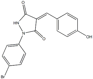 1-(4-bromophenyl)-4-(4-hydroxybenzylidene)-3,5-pyrazolidinedione Struktur