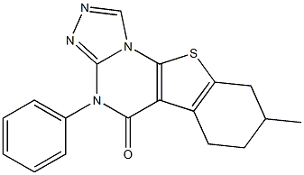 8-methyl-4-phenyl-6,7,8,9-tetrahydro[1]benzothieno[3,2-e][1,2,4]triazolo[4,3-a]pyrimidin-5(4H)-one Struktur