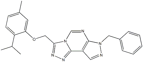 (7-benzyl-7H-pyrazolo[4,3-e][1,2,4]triazolo[4,3-c]pyrimidin-3-yl)methyl 2-isopropyl-5-methylphenyl ether Struktur