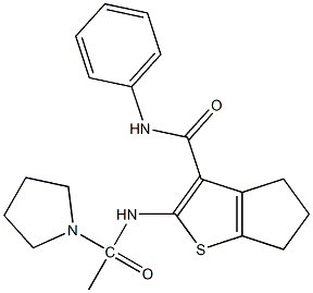 N-phenyl-2-[(1-pyrrolidinylacetyl)amino]-5,6-dihydro-4H-cyclopenta[b]thiophene-3-carboxamide Struktur