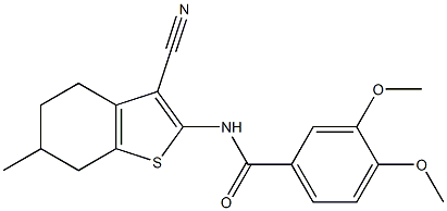 N-(3-cyano-6-methyl-4,5,6,7-tetrahydro-1-benzothien-2-yl)-3,4-dimethoxybenzamide Struktur